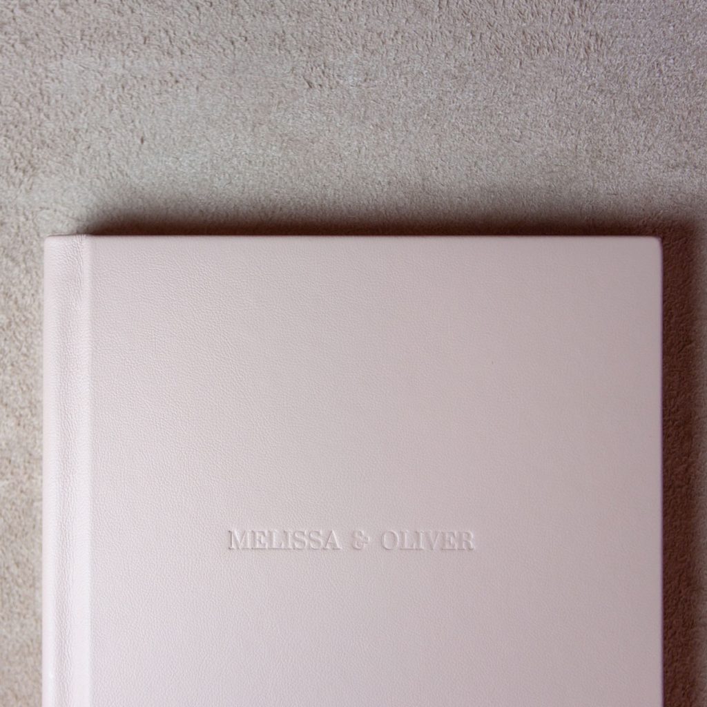 Debossing on fine art wedding album